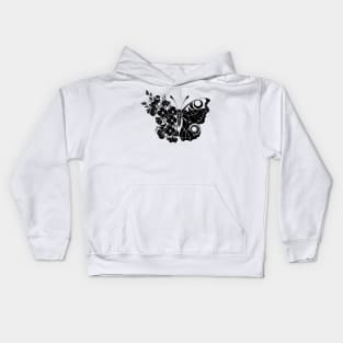 Flower Butterfly with Black California Poppy Kids Hoodie